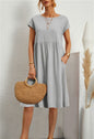 Women's Cotton Round Neck A-line Skirt Dress Grayceful LLC