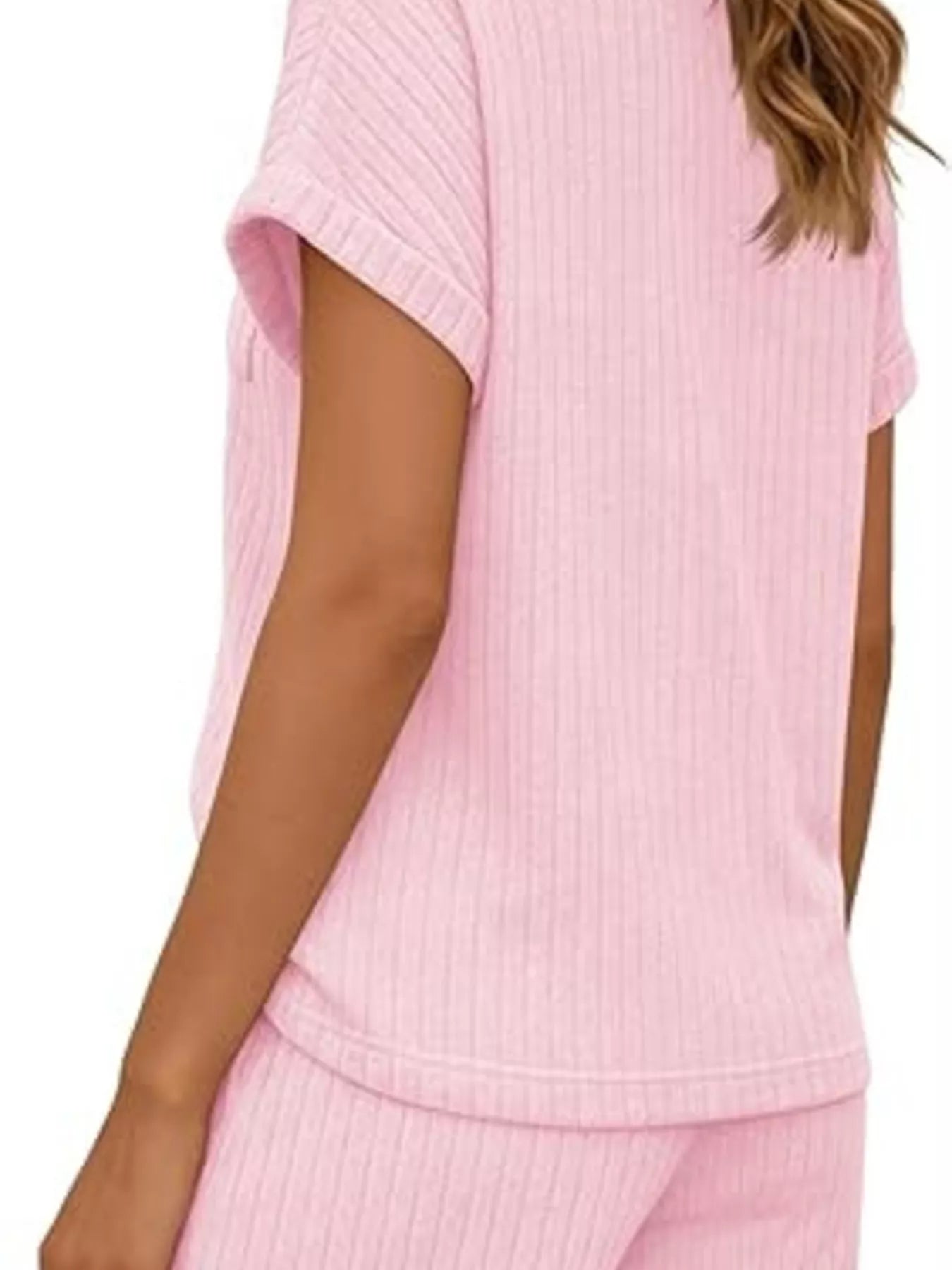 Casual Ribbed Knit Tee and Shorts Set New Era Fashion LLc