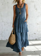 Women's Cotton Linen Sleeveless Loose Maxi Dress FitiqueFit