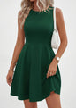 Off-the-Shoulder Sleeveless Fitted Waist Short Dress – A-Line Ruffle Hem FitiqueFit
