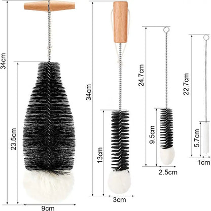 Soda Stream Bottle Brush with Beechwood Handle Glassware Jars Cleaner Kitchen Cleaning Tool Drink Bottle Cup Cleaning Brush