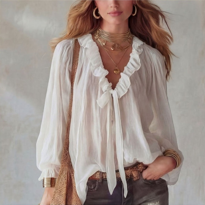 V-Neck Loose-Fit Shirt Top – No-Iron, 8 Colors FitiqueFit