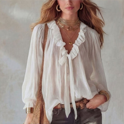 V-Neck Loose-Fit Shirt Top – No-Iron, 8 Colors FitiqueFit