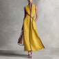Women's Patchwork Cardigan & Wide Leg Pants Set | Colorblock Linen FitiqueFit
