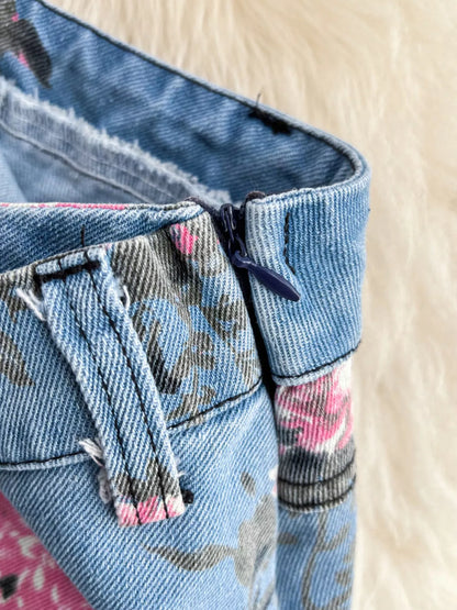 Floral Print Sweetheart Neck Cami and Skirt Denim Set New Era Fashion LLc