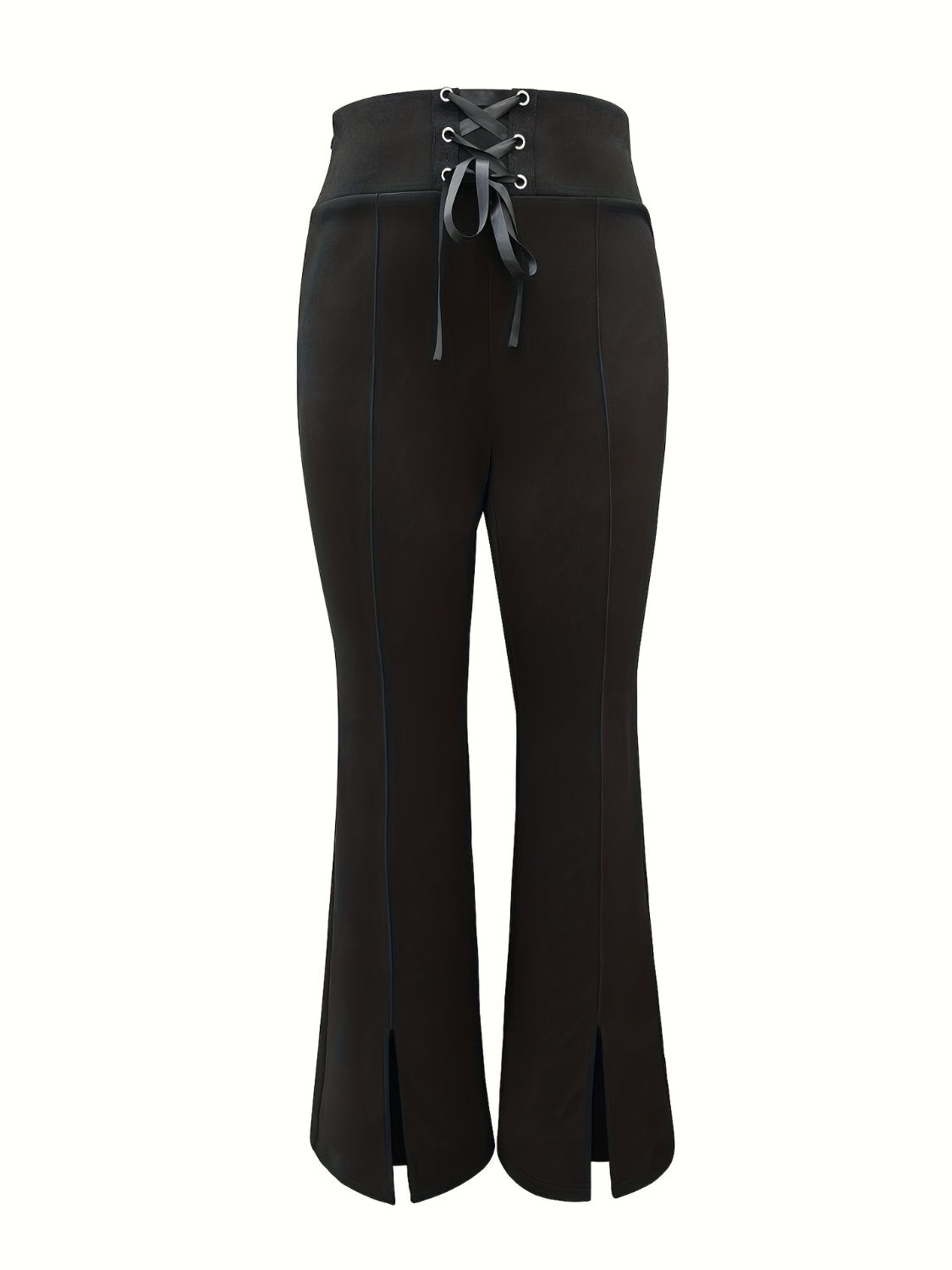 LuxeStyle Lace Up Slit Bootcut Pants – Stylish Crisscross Design See size chart under “more details” The Fashion Celestial