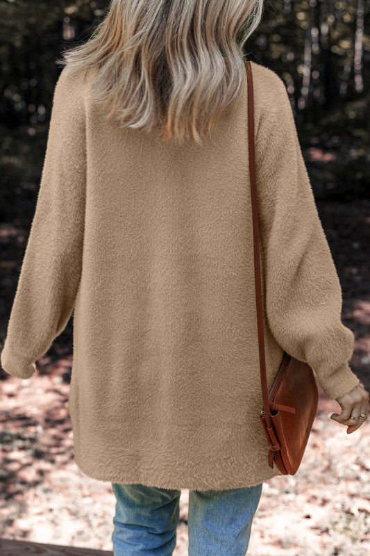 Solid Fuzzy Button-Front Cardigan Shop Style & More | Fresh Looks, Everyday Deals & Free Shipping