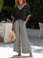 Women's Striped Tunic Top & Casual Trousers Two-Piece Set FitiqueFit