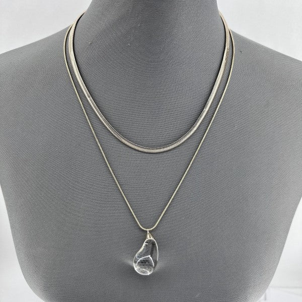 Double Layer Necklace with Clear Teardrop Pendant Shop Style & More | Fresh Looks, Everyday Deals & Free Shipping