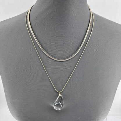 Double Layer Necklace with Clear Teardrop Pendant Shop Style & More | Fresh Looks, Everyday Deals & Free Shipping