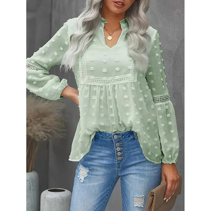 Women’s Long‑Sleeve V‑Neck Business Casual Blouse FitiqueFit