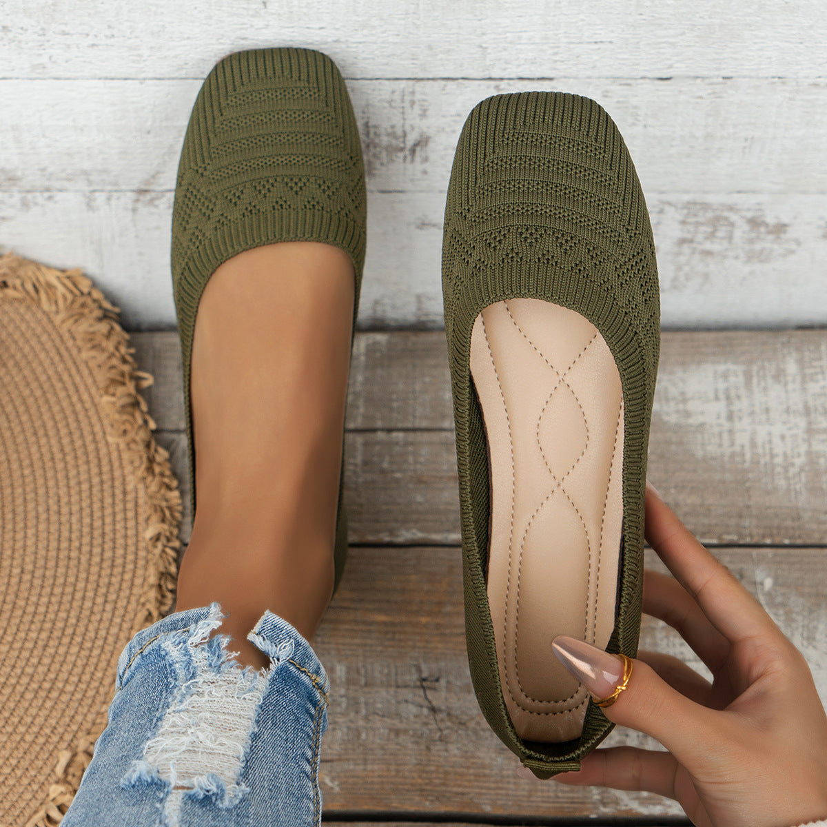 Women’s Knitted Slip-On Shoes | Plus Size Breathable Sneakers FitiqueFit
