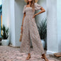 Square Collar Puff Sleeve Vacation Style Floral Jumpsuit Grayceful LLC