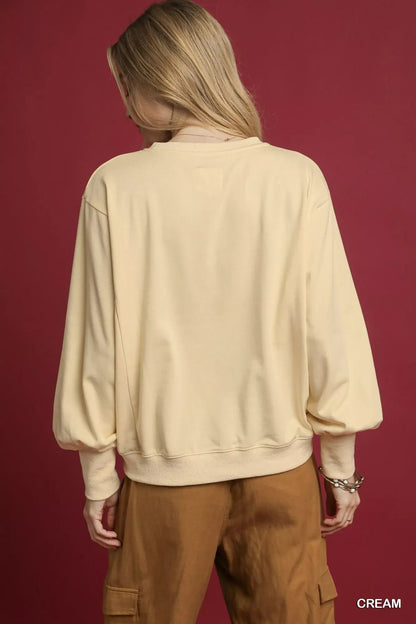 Umgee HO Applique French Terry Sweatshirt West2East Surf