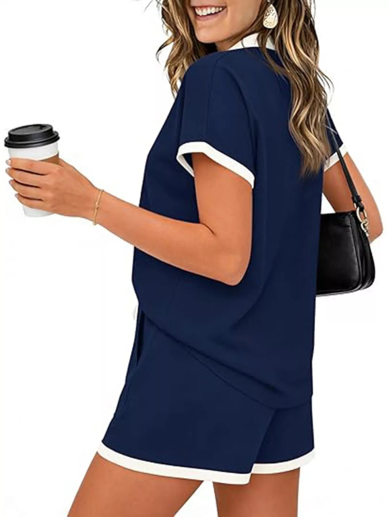 Polo Collar Short Sleeve Top and Shorts Set New Era Fashion LLc
