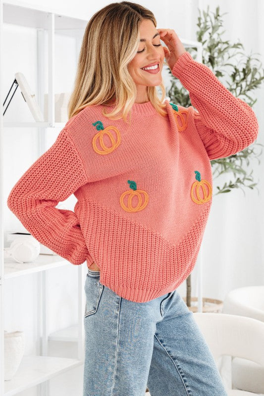 Pumpkin Embroidered Thanksgiving Holiday Sweater Shop Style & More | Fresh Looks, Everyday Deals & Free Shipping