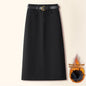 Brown A- Line Straight Skirt Retro Slit Hip Skirt Grayceful LLC