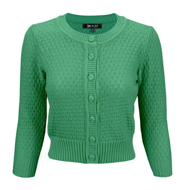 Cute Pattern Cropped Cardigan Sweater  3/4 Sleeve Shop Style & More | Fresh Looks, Everyday Deals & Free Shipping