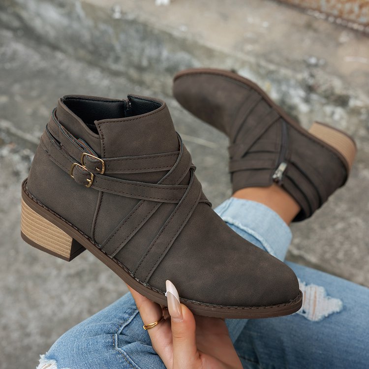 Women’s Retro High-Heel Ankle Boots – Chic Suede Single Boots FitiqueFit