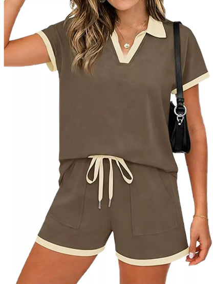 Polo Collar Short Sleeve Top and Shorts Set New Era Fashion LLc