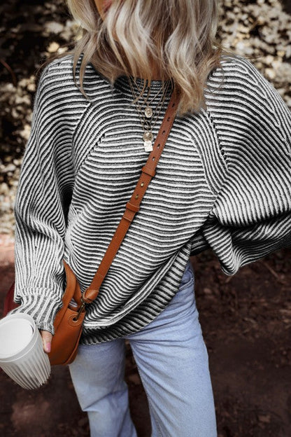 Stripe Ribbed Knit Boat Neck Sweater Shop Style & More | Fresh Looks, Everyday Deals & Free Shipping