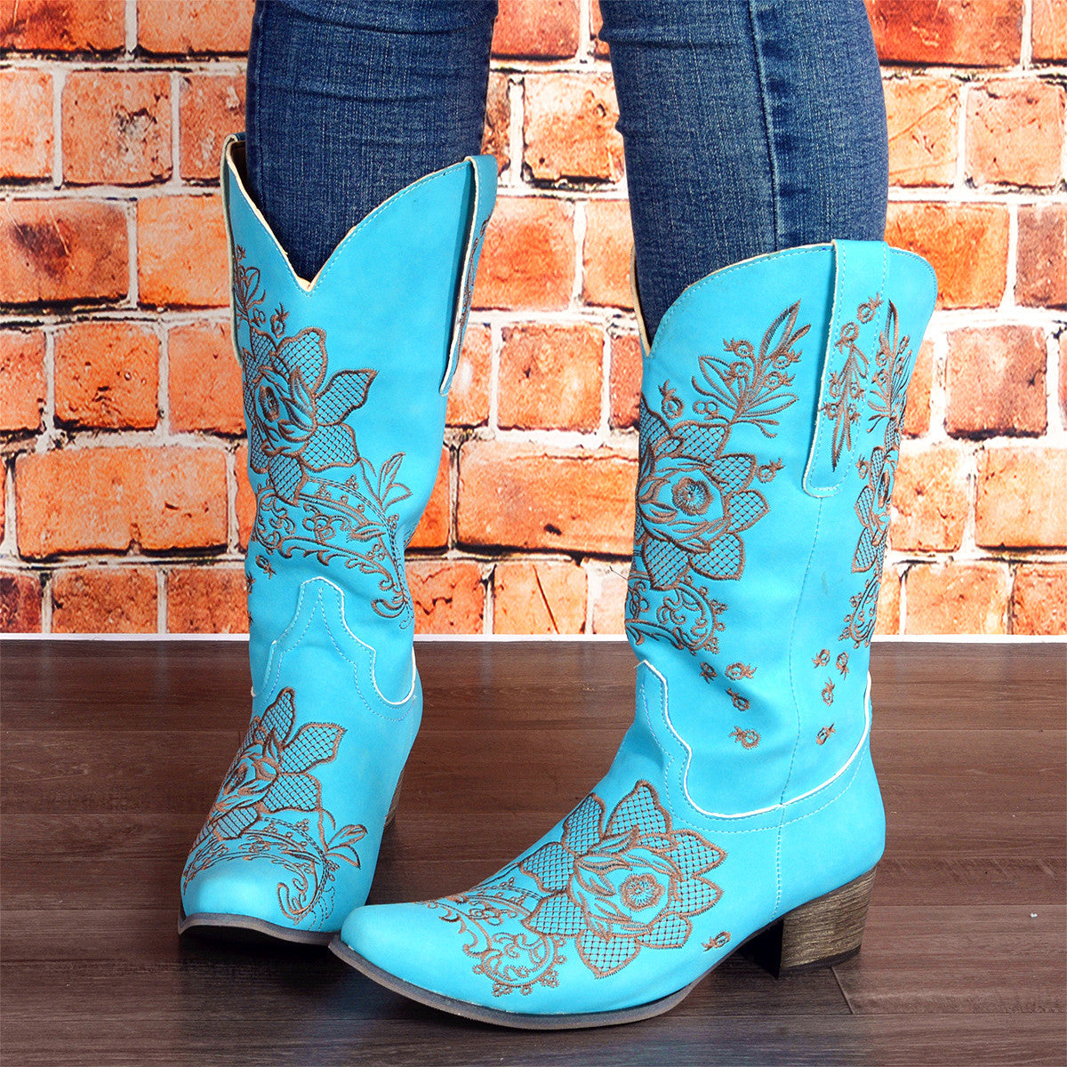 Womens Mid-Calf Boots With Embroidery Ethnic Style And A Comfortable Mid-Heel See size chart under “more details” The Fashion Celestial