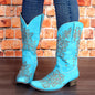 Womens Mid-Calf Boots With Embroidery Ethnic Style And A Comfortable Mid-Heel See size chart under “more details” The Fashion Celestial