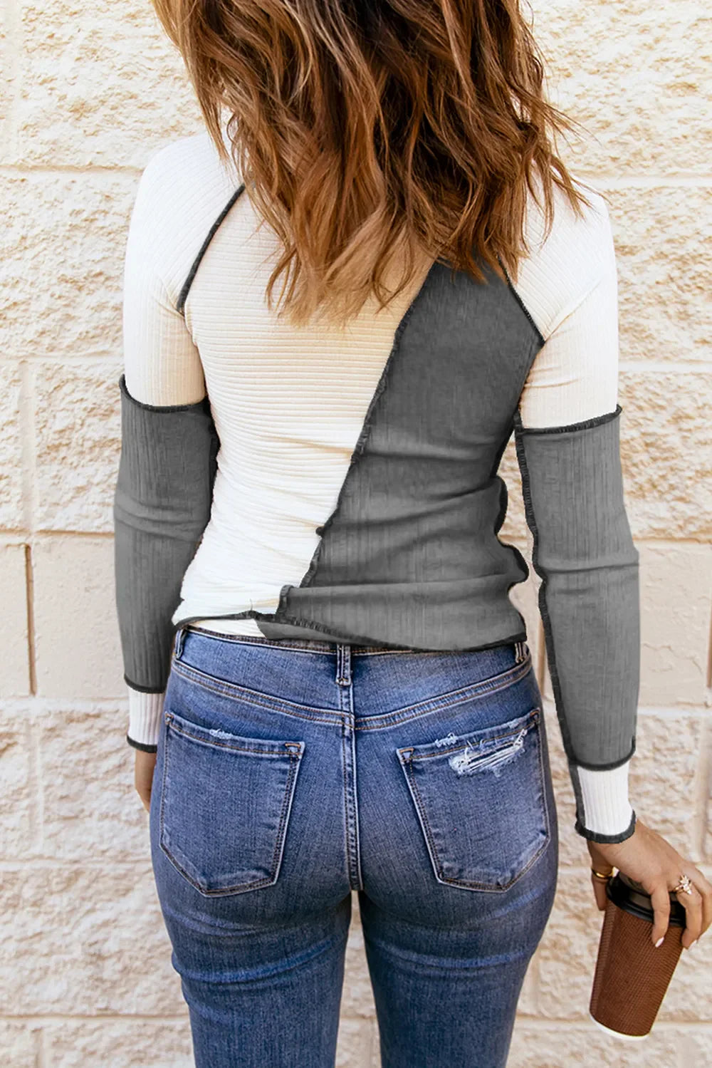 Color Block Exposed Seam Knit Top See size chart under “more details” The Fashion Celestial
