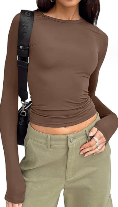 Slim Fit Long Sleeve Shirt | Women's Casual Crop Tops FitiqueFit