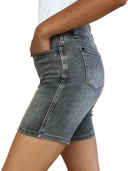 Judy Blue Full Size High Waist Washed Denim Shorts West2East Surf