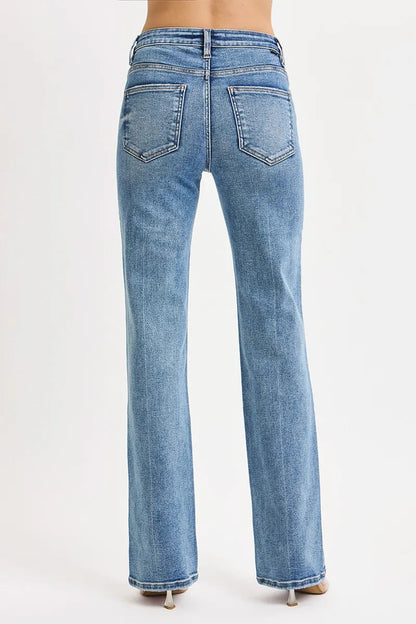 RISEN Full Size Tummy Control High Rise Straight Jeans Plus Size West2East Surf