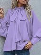 Ins Long-sleeved Blouse Bowknot Puff Sleeves Fashion Commuter Office Tops Women's Clothing See size chart under “more details” The Fashion Celestial