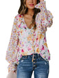 Full Size Floral Print Smocked Cuff Blouse Plus Size New Era Fashion LLc