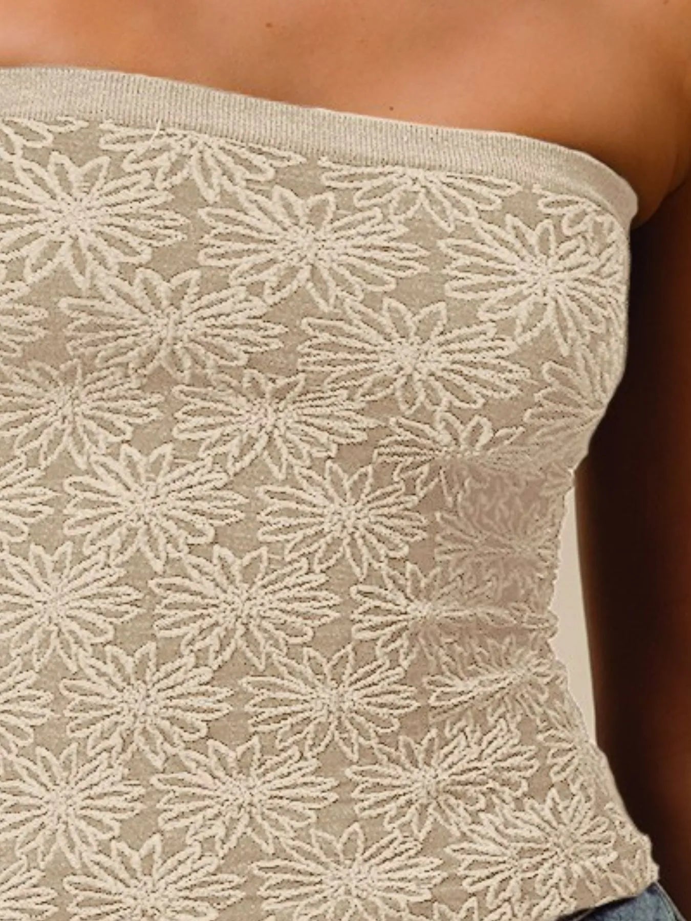 SO ME Jacquard Floral Two Tone Seamless Tube Top West2East Surf