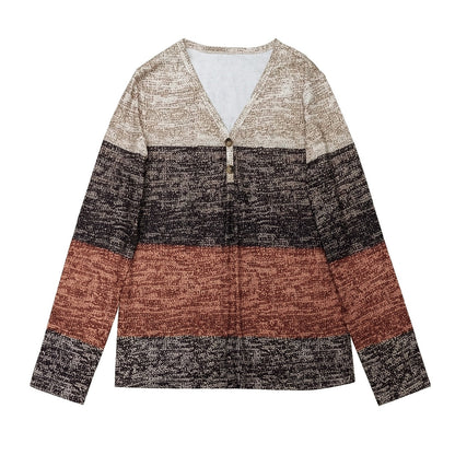 Women's Pullover Color Block Casual Long Sleeved T-shirt FitiqueFit