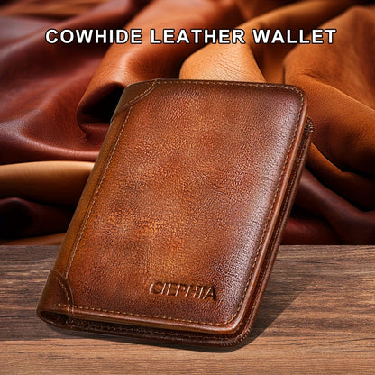 Genuine Leather Men's Wallet/Ultra-Thin Top-Grain Cowhide/Compact Multi-Function ID Credit Card Holder/RFID Blocking/Blessing Card Set/Christmas Valentine's Day Father's Day Gift NovaCart