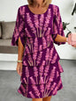 Full Size Floral Print Ruffle Hem Dress Plus Size New Era Fashion LLc