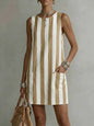 Women's Striped Color-Block Sleeveless Mini Dress – Loose Fit FitiqueFit