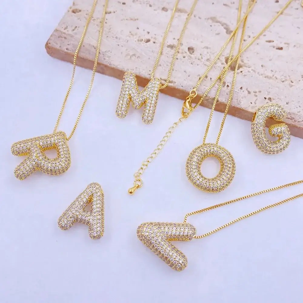EmberLuxe "Glimmer" Bubble Letter Pendant (A-K) Ivory Embers