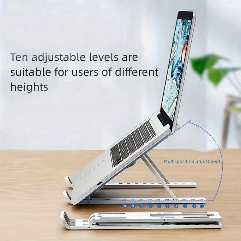 Laptop Stand Single Fork Folding Lift Cooling Base Desktop Tablet Portable Bracket Compatible With All Notebook ABS Material Ten Levels Adjustable NovaCart