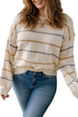 Multicolour Striped Drop Shoulder Plus Sweater Garden Naked Curves