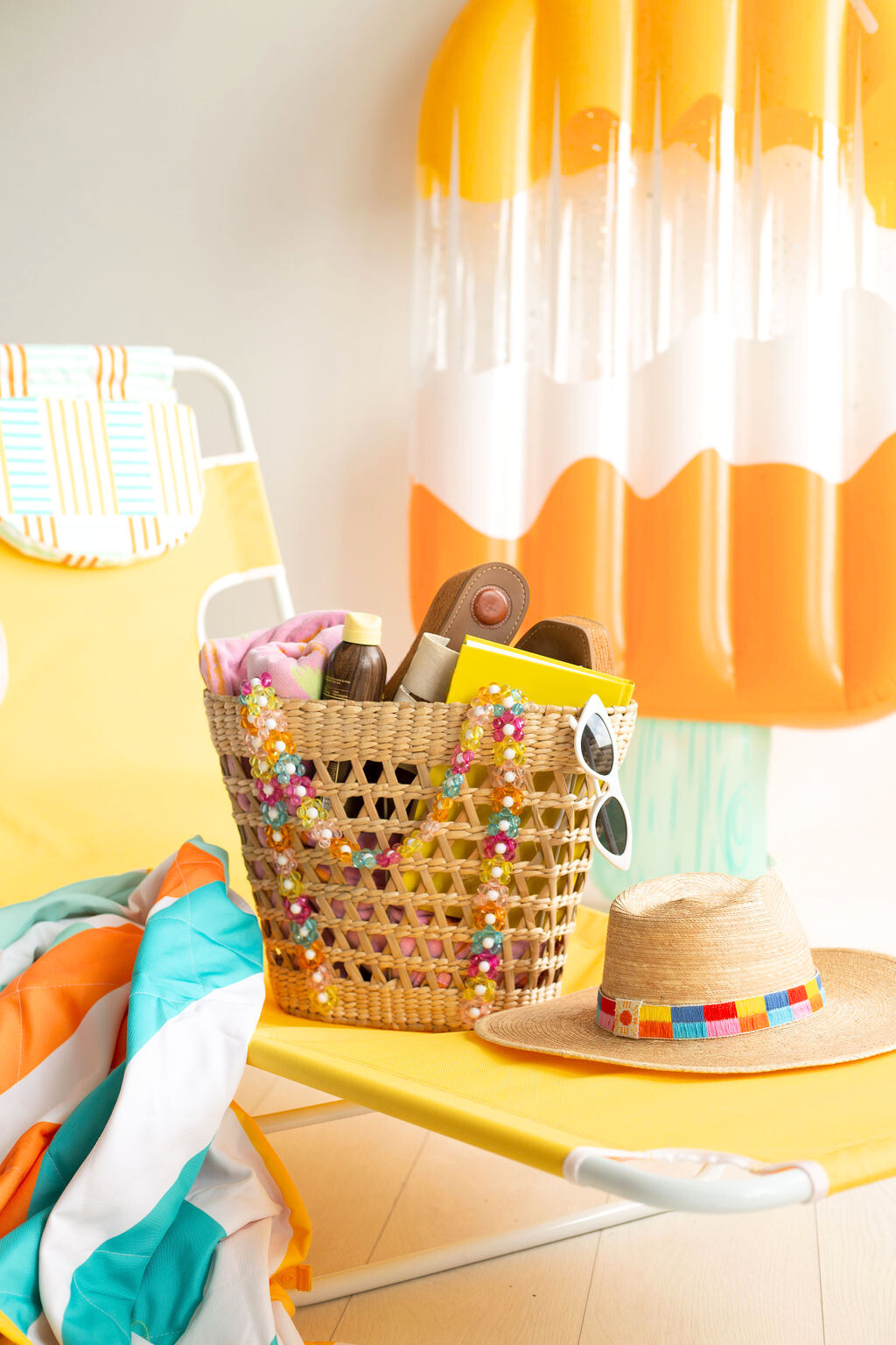 Beaded Beach Basket Tote By Jenna Lee