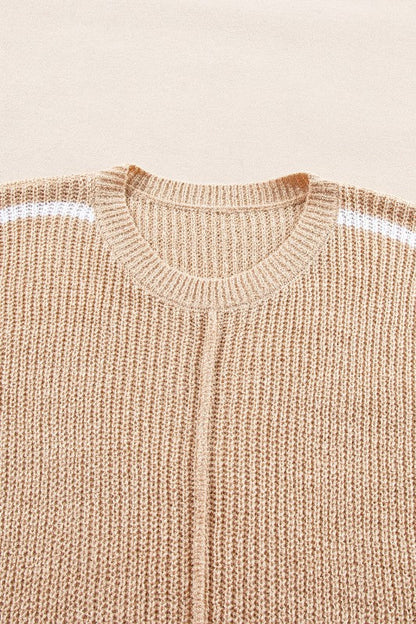 Contrast Stripe 3/4 Sleeve Crew Neck Sweater Shop Style & More | Fresh Looks, Everyday Deals & Free Shipping