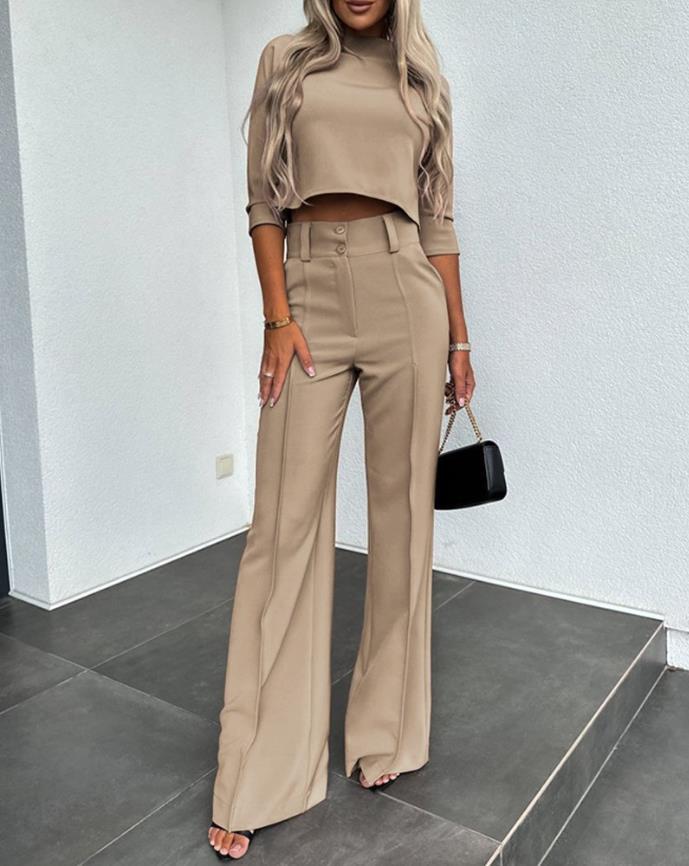 Cute Style Fresh Sweet Women's Clothing Nine-quarter Sleeve Fashion Casual Set See size chart under “more details” The Fashion Celestial