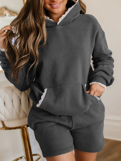 Women's Hoodie And High-waisted Shorts Casual Two-piece Set See size chart under “more details” The Fashion Celestial