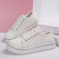 Women's Lace-Up Canvas Sneakers – Lightweight Flat Low-Top FitiqueFit