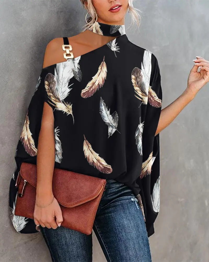 Women's V-Neck Printed Off-Shoulder Vest Top | 6 Prints S–XXL FitiqueFit