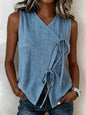 Bow-Tied V-Neck Sleeveless Tank Top – 5 Colors, S–XXL FitiqueFit