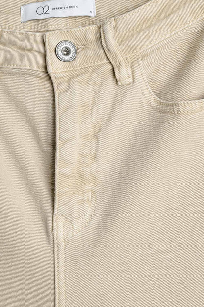 Beige Straight leg Pants with cropped hem Q2store