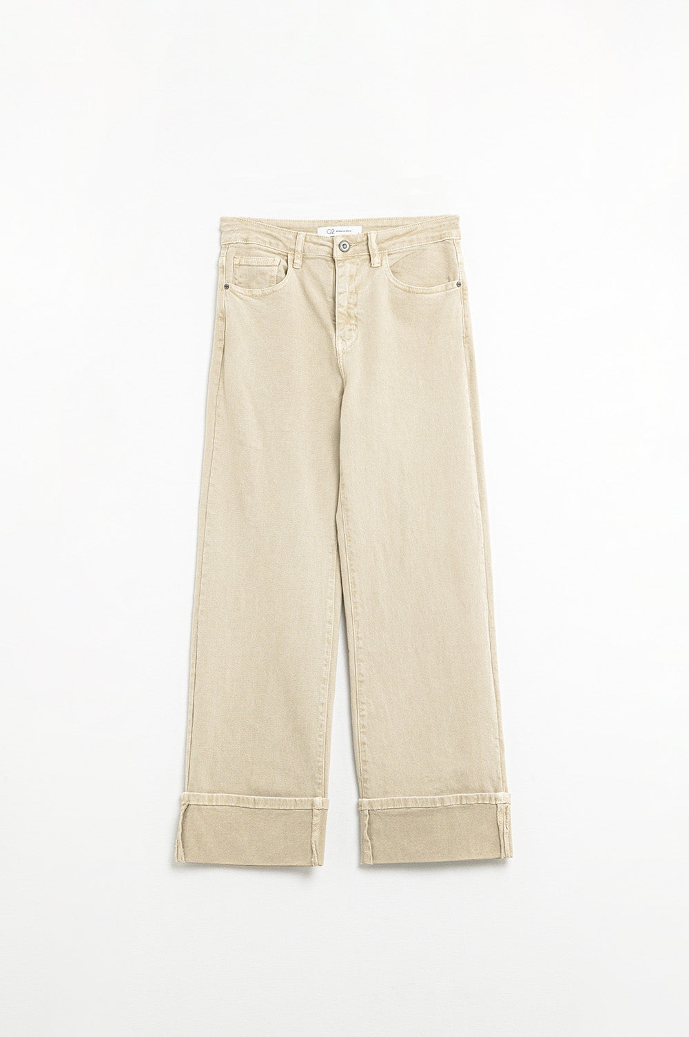 Beige Straight leg Pants with cropped hem Q2store